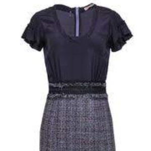 Rebecca Taylor Tweed and Silk Periwinkle Multi Colored Dress 2
